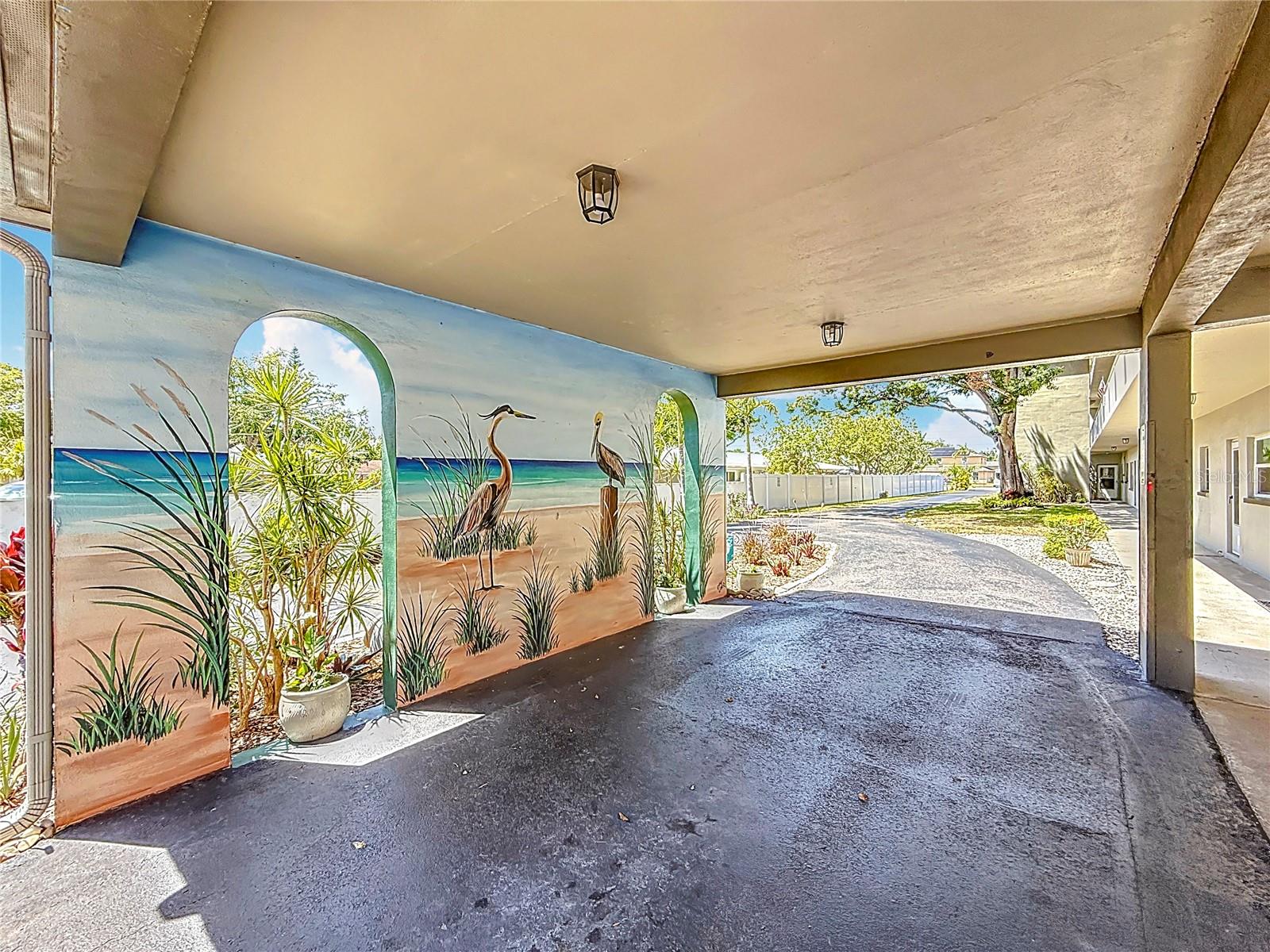 Mural at entry was painted by local artist who resides here.