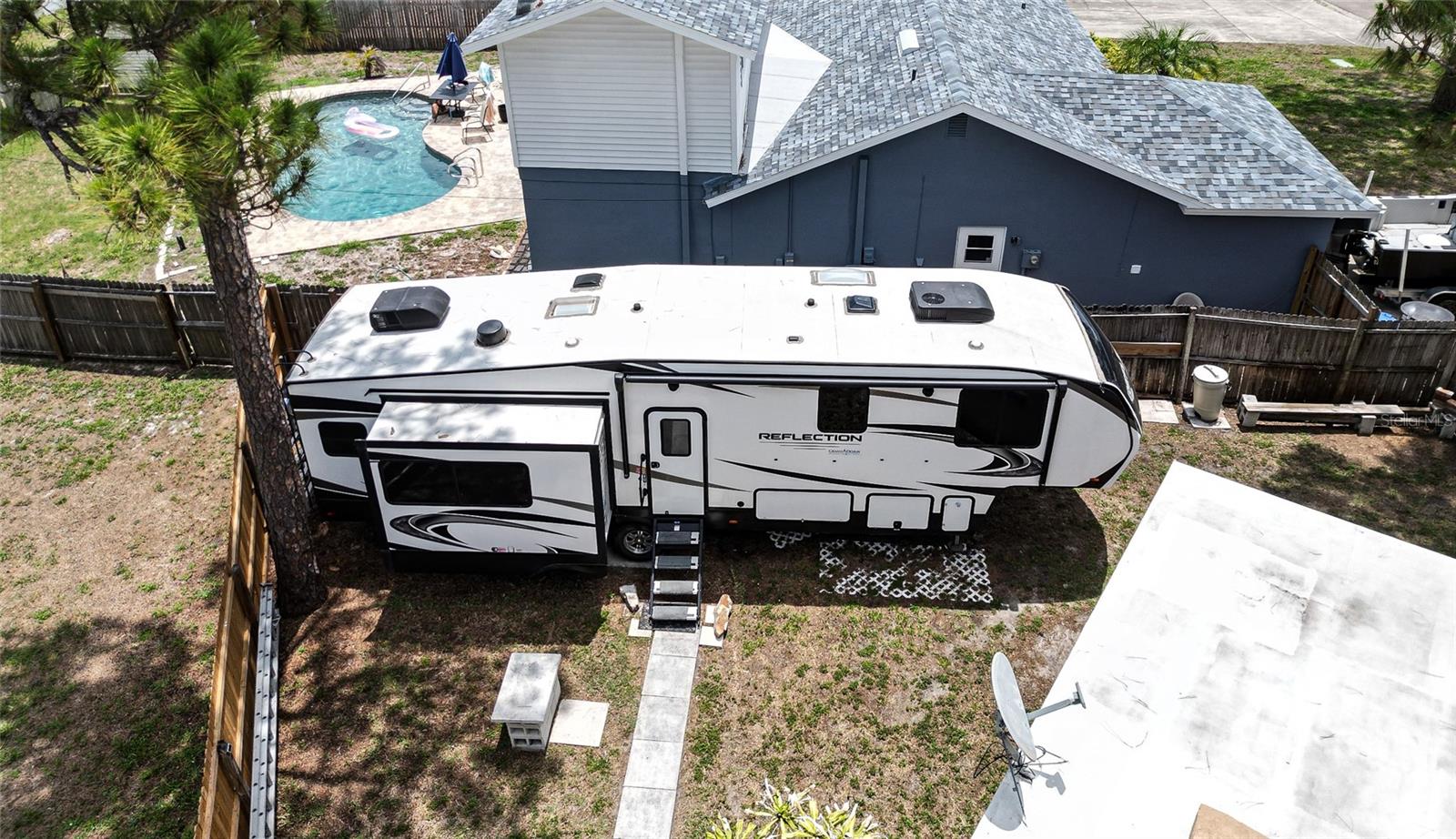 Camper walk way from patio