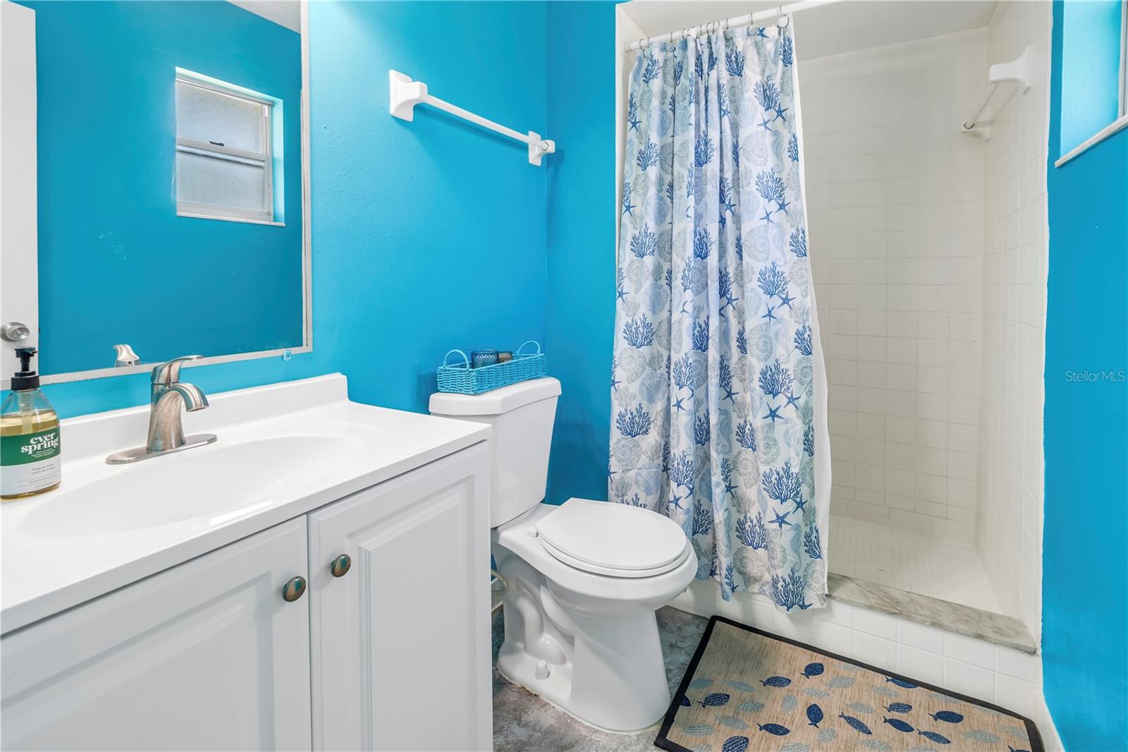Primary bathroom boasts a new vanity.