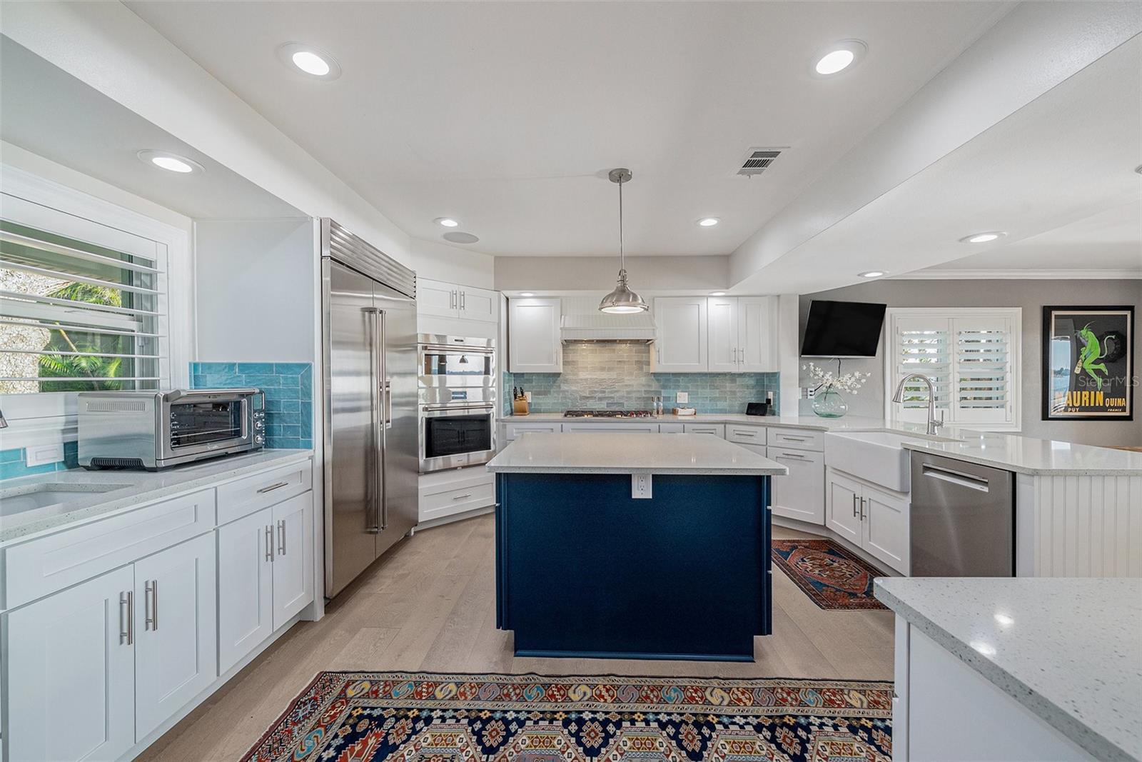 Gourmet kitchen w/Subzero Refrigerator, Wolf Microwave-Convection Wall Oven and Wolf Gas Cooktop