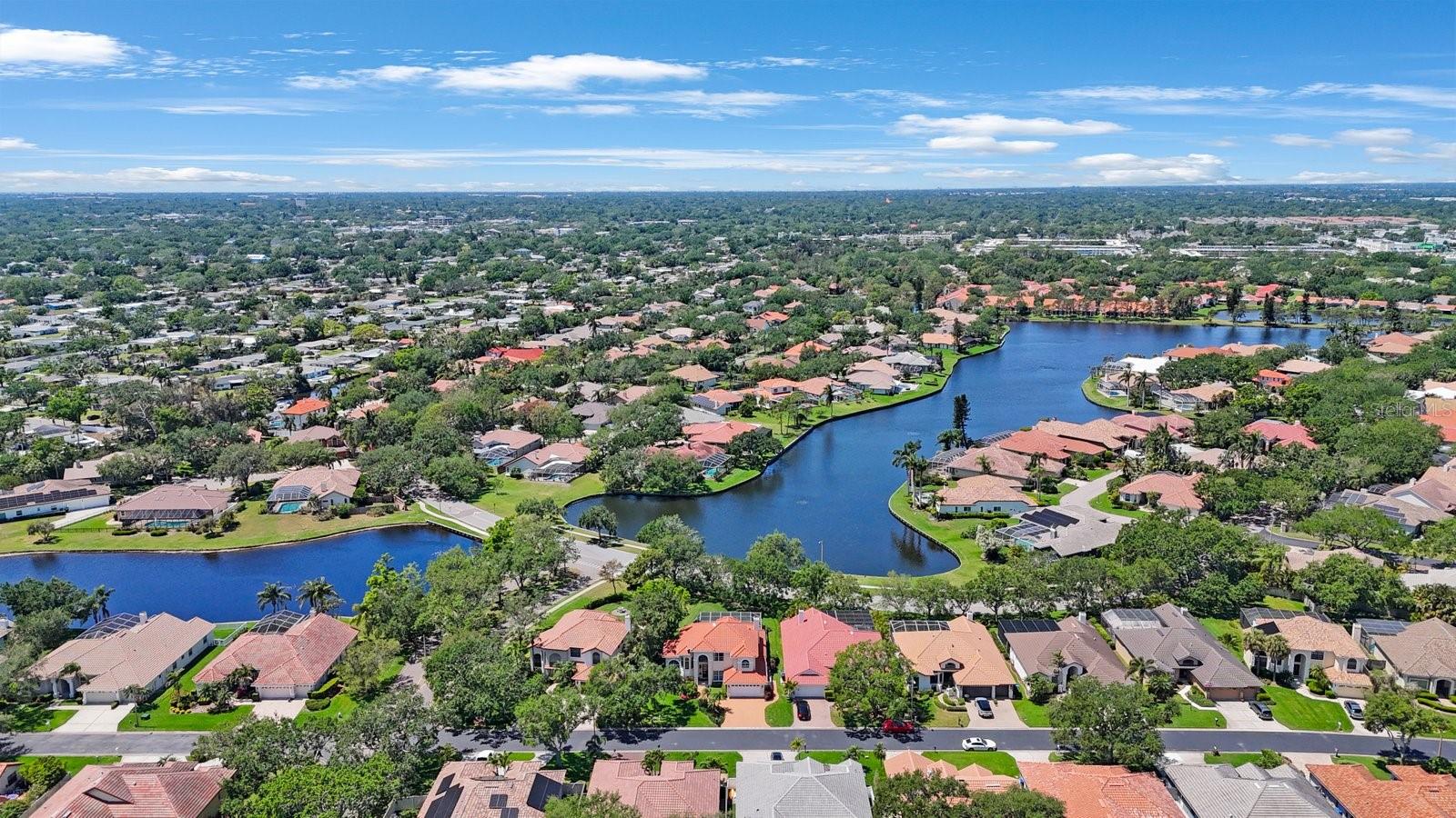 View of Lake Placido.  4815 is second house on right of bridge road.