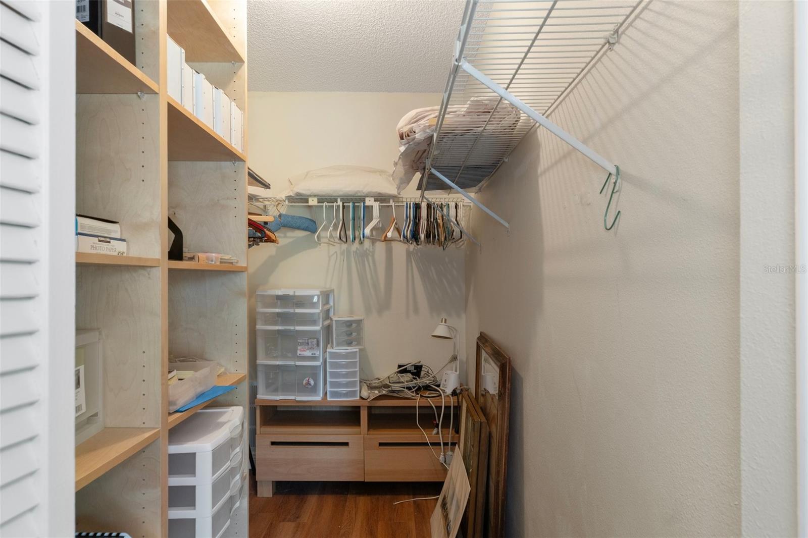 Guest Bedroom Walk-in Closet with Shelves