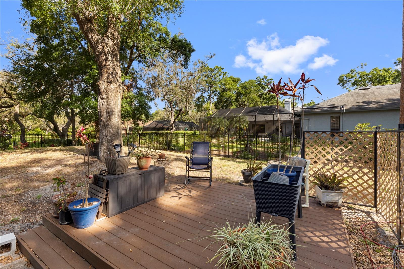 Backyard hang out area is perfect with a glass of wine!