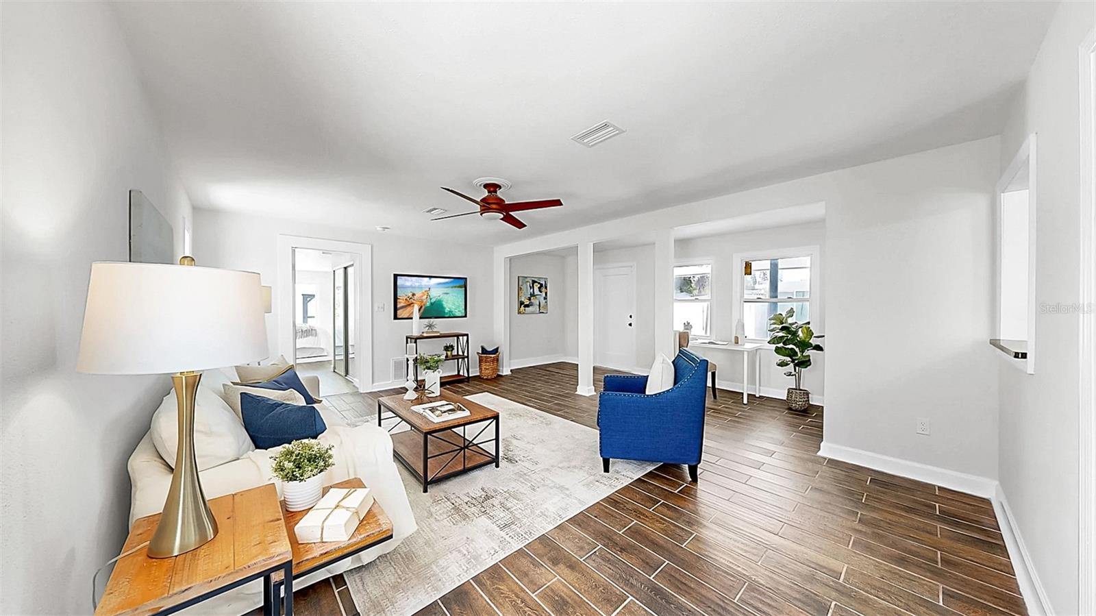 Tile floors throughout.