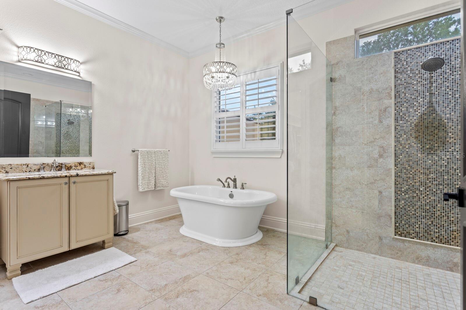 Standalone tub and spacious walk-in shower!