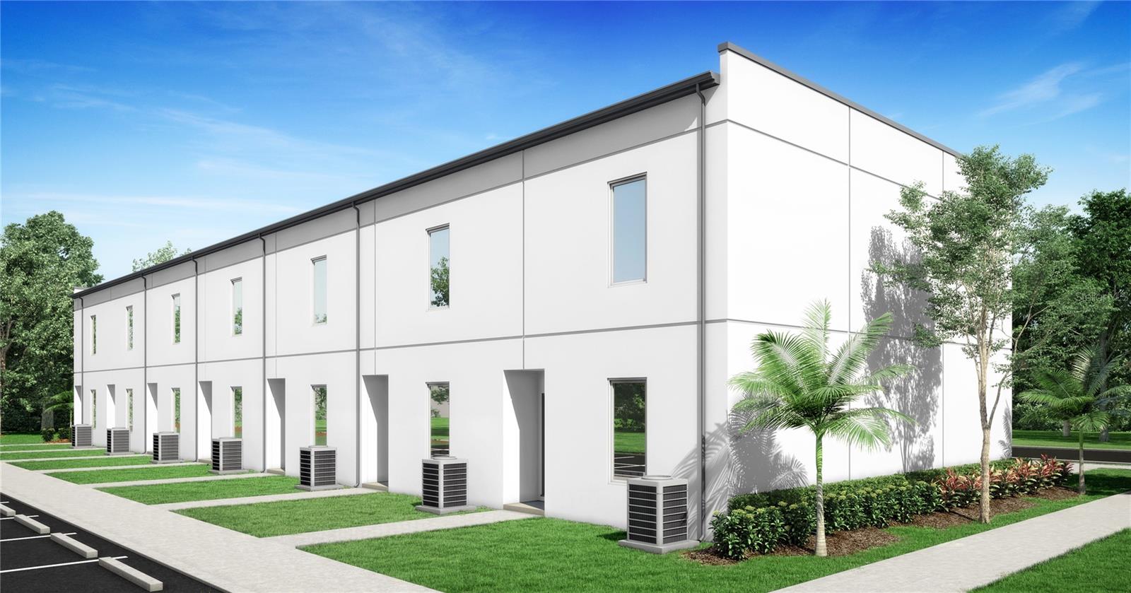 Back View Architectural Rendering-Without the individual fenced in patio.