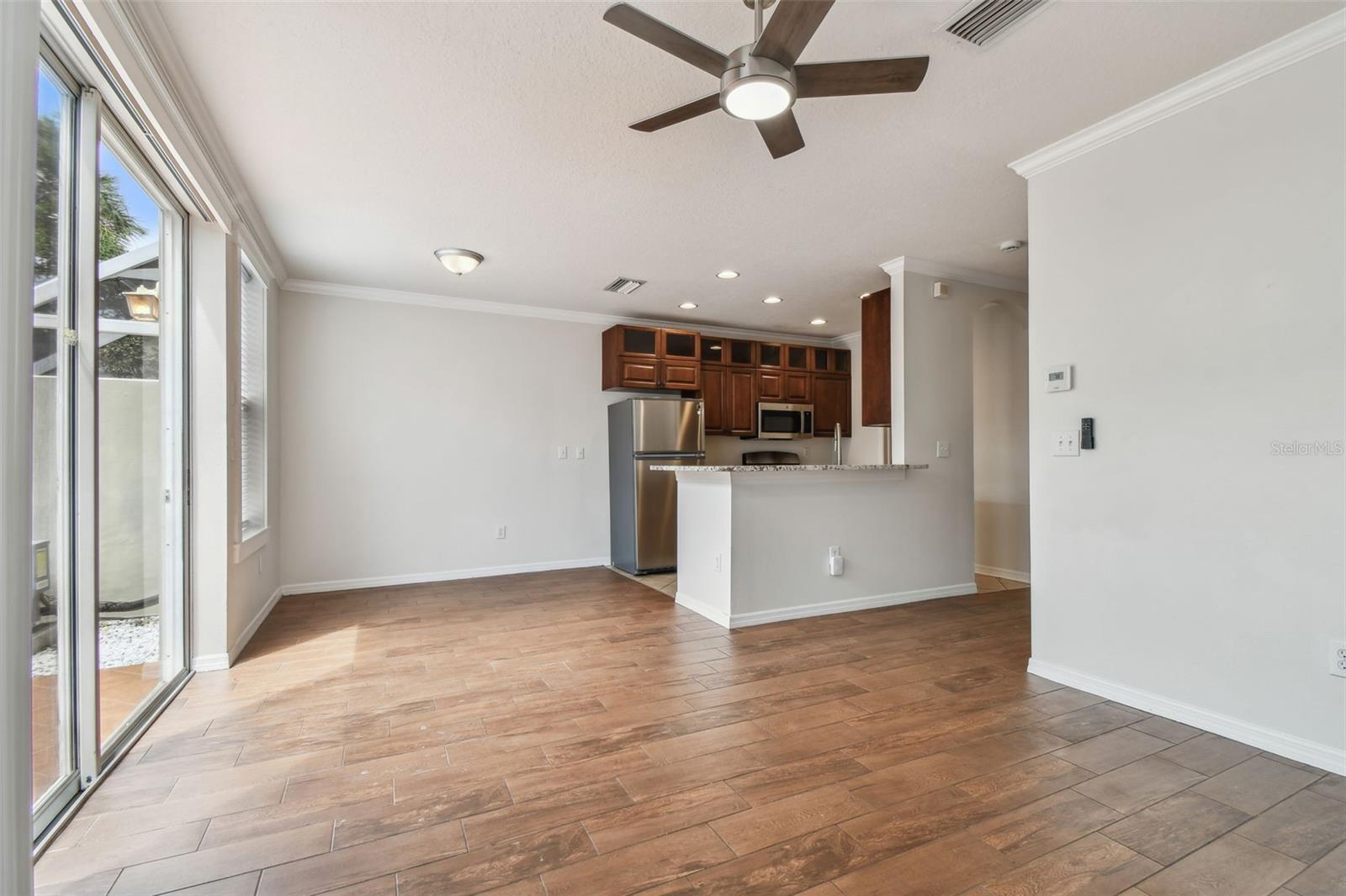 Family room-kitchen view