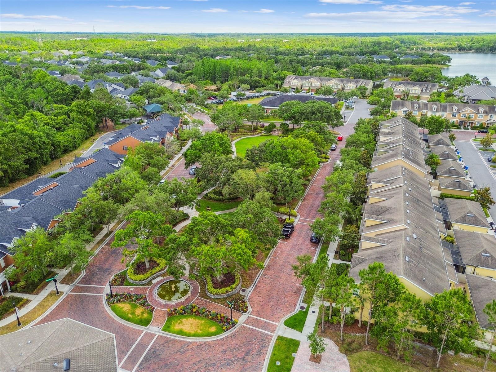 Aerial view of community park area