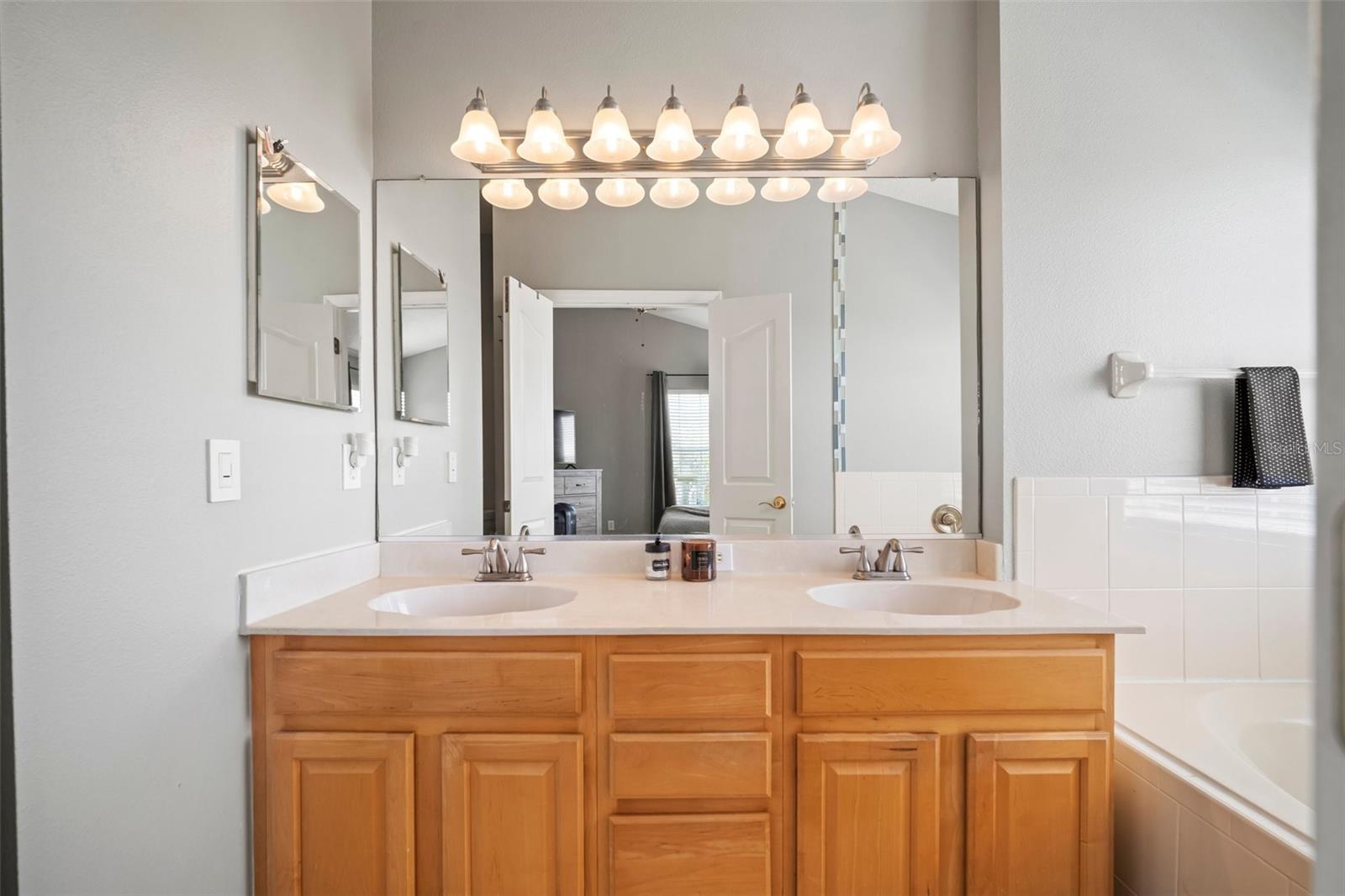 Primary bath with soaker tub and walk-in shower