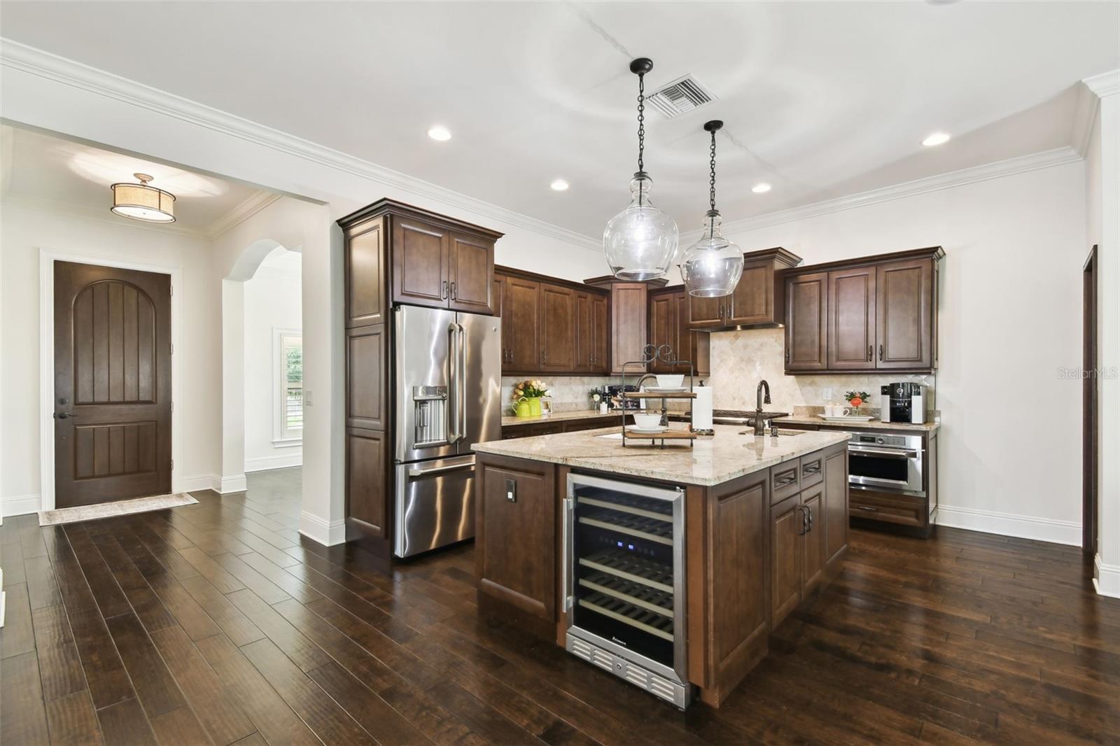 Beverage fridge in kitchen