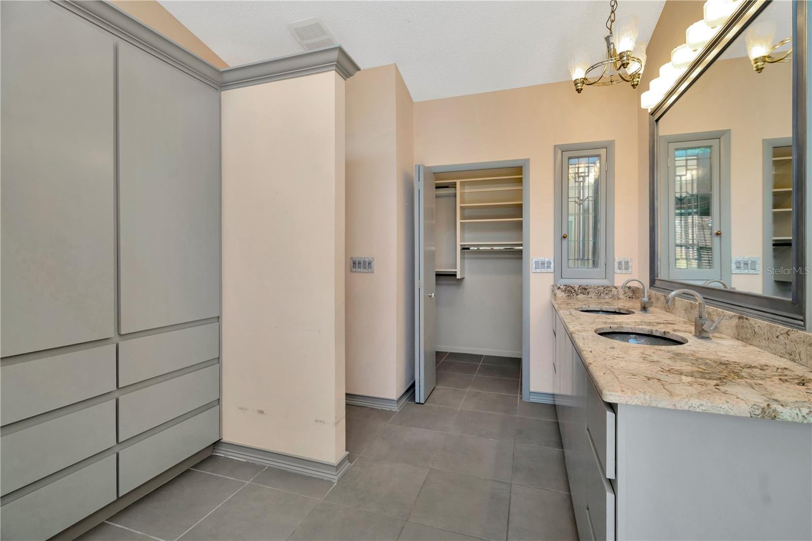 Primary Bathroom and custom built cabinets