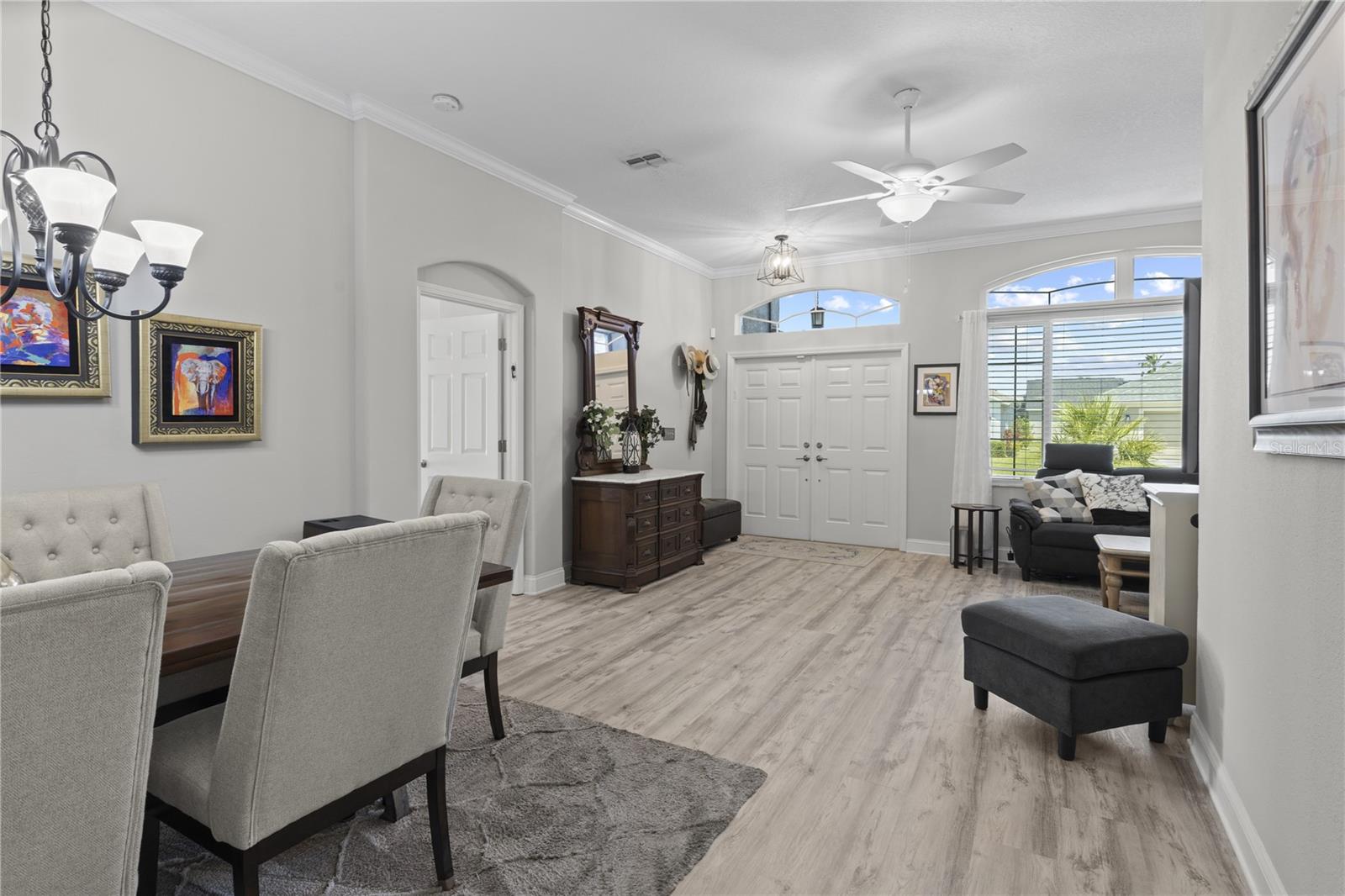 OPEN foyer, living and dining area