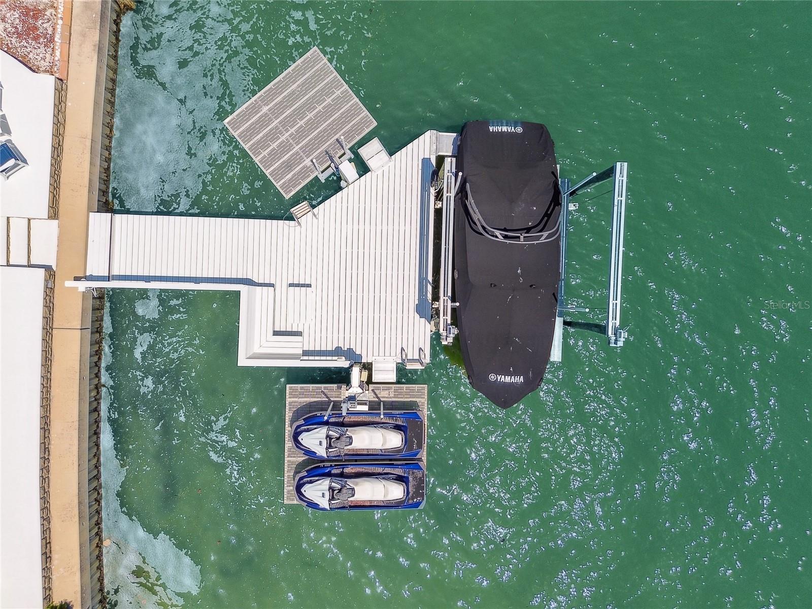 Aerial view of dock and lift