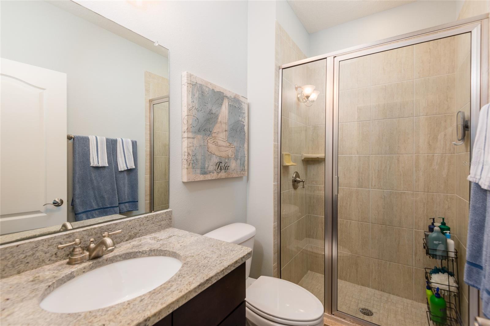 Ensuite bathroom with walk in shower.