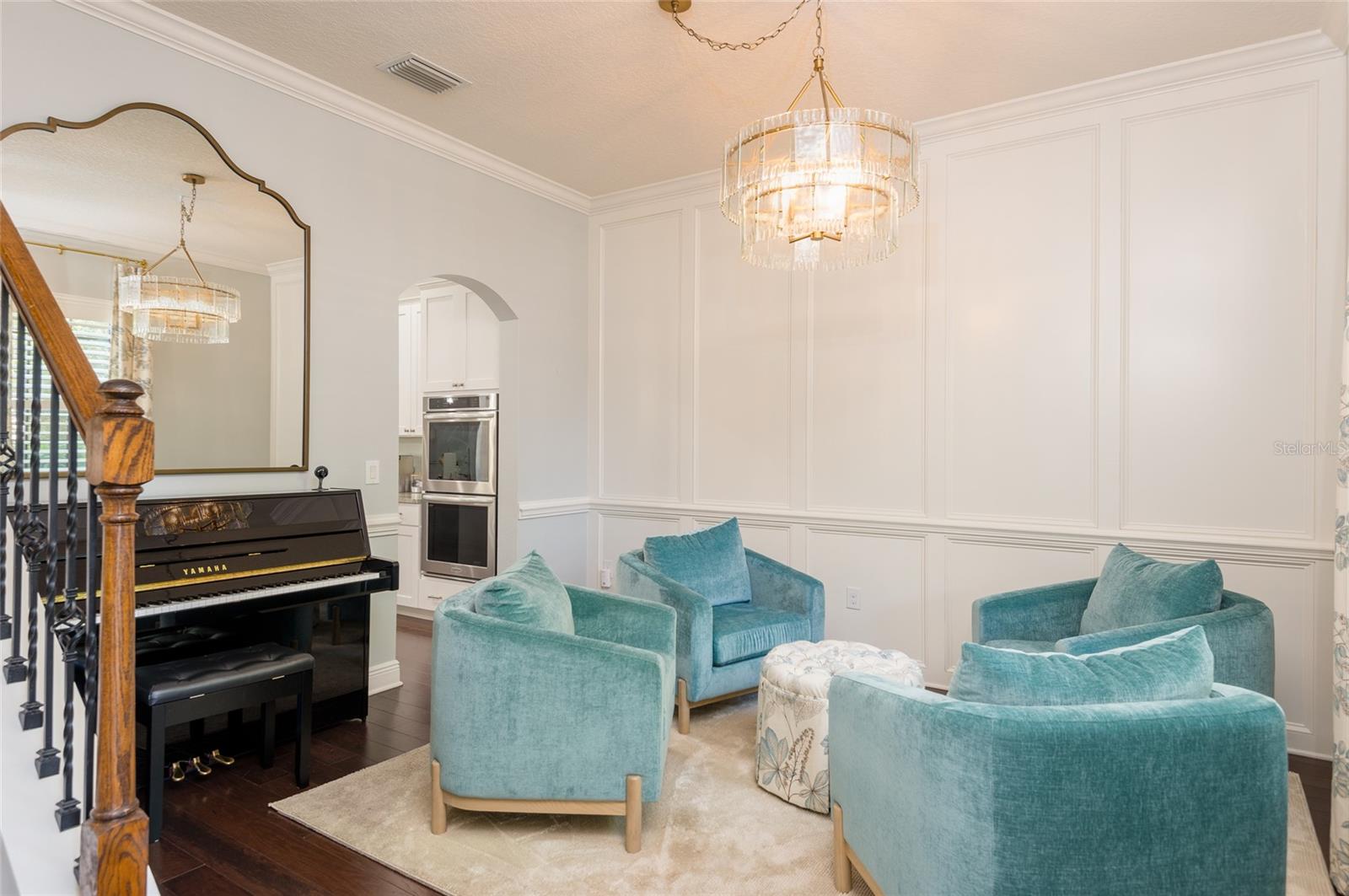 Formal living room space can also be used as a dining room.