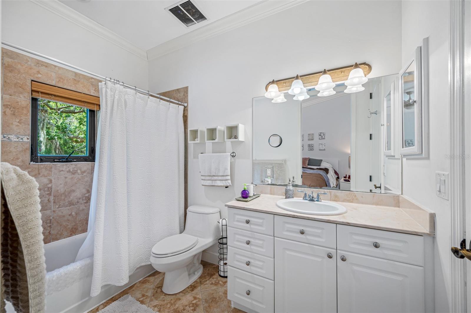 Full bathroom on 2nd floor connected to 4th bedroom