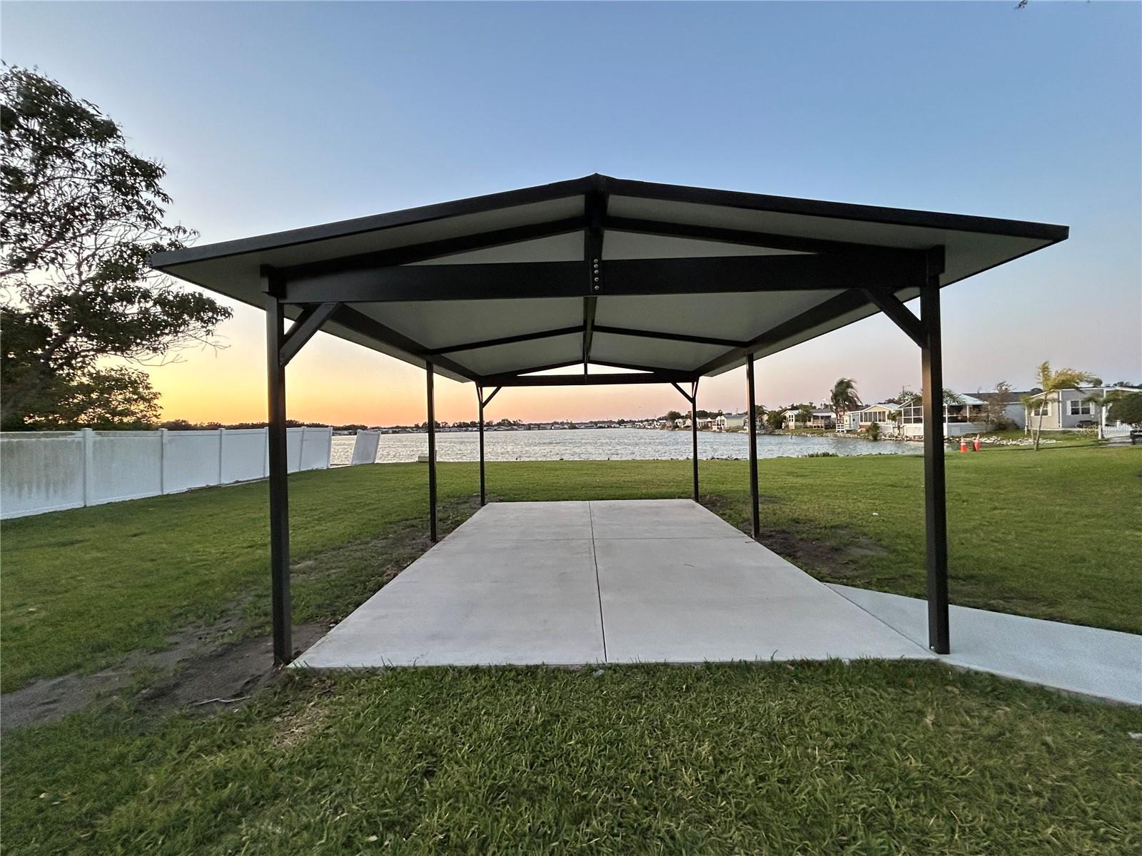 Picnic pavilion and BBQ at Sunset
