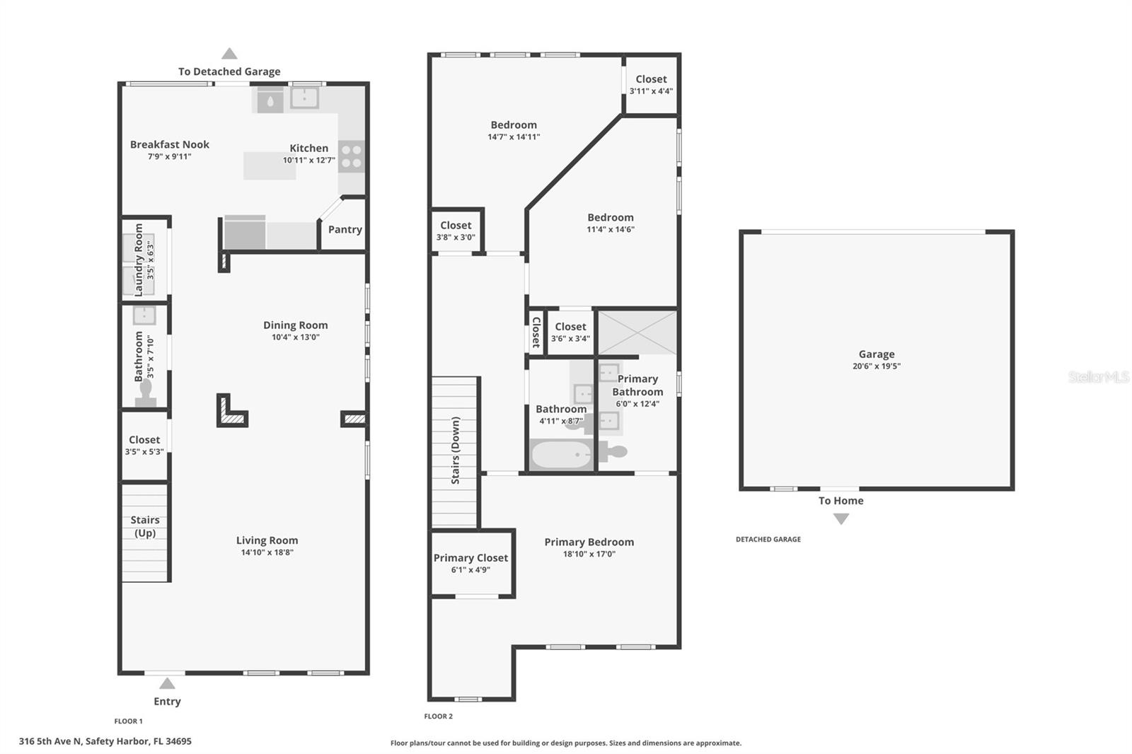 First Floor, Second Floor, Two Car Garage
