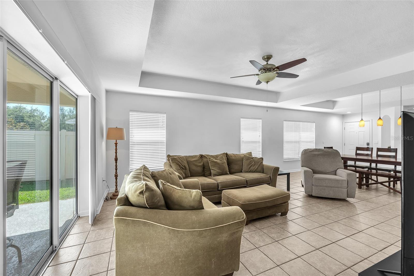 Living Room with sliding doors to the backyard