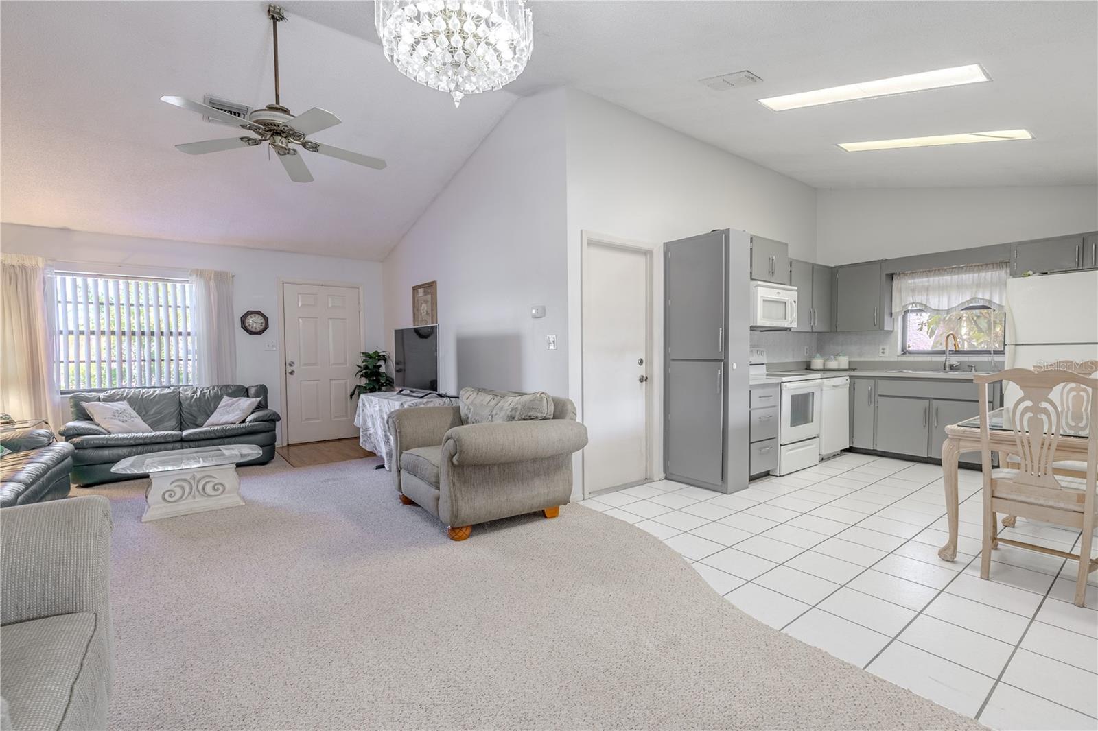 The dining room is open to the kitchen