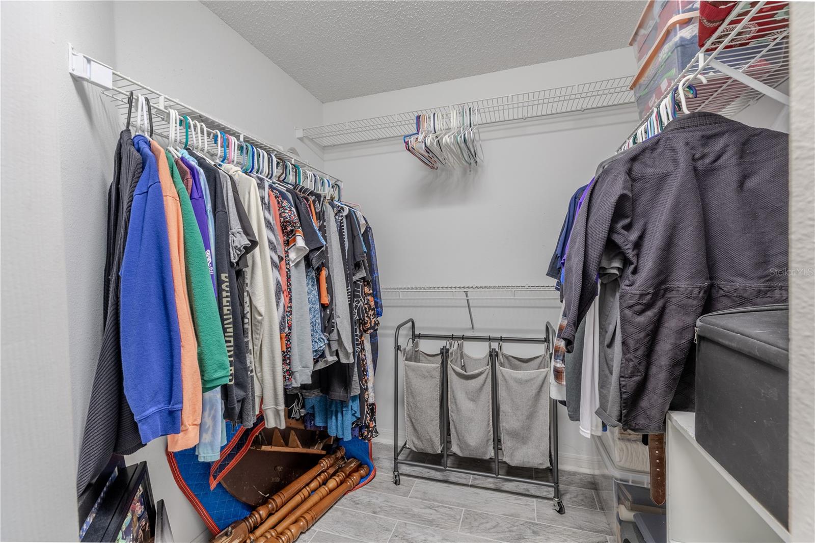 The primary bedroom closet.