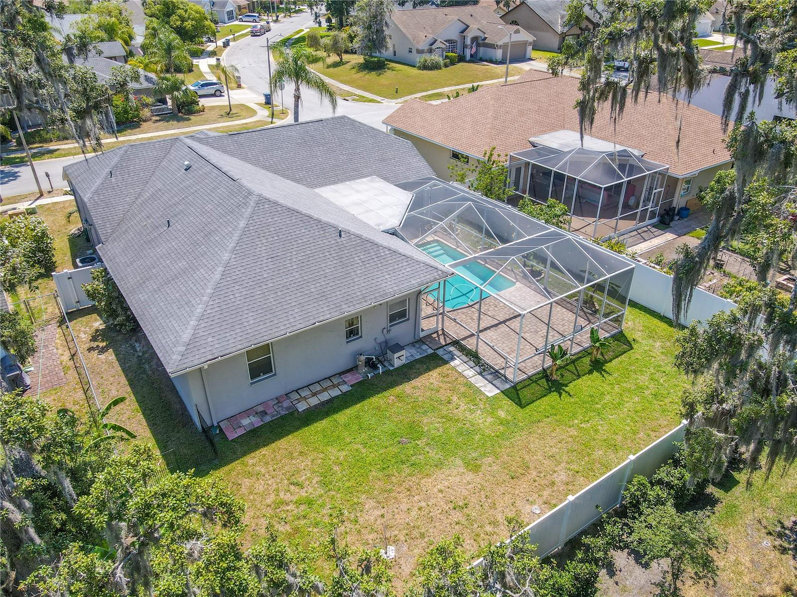Aerial view of the back yard