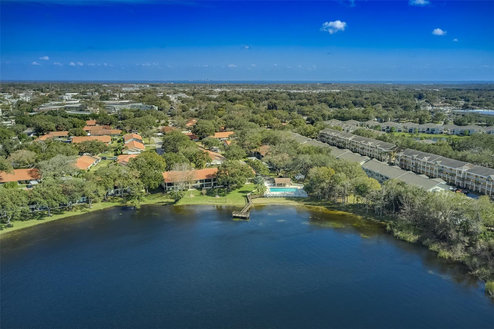 Aerial view of pool area