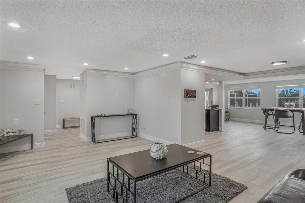 family room and dining space