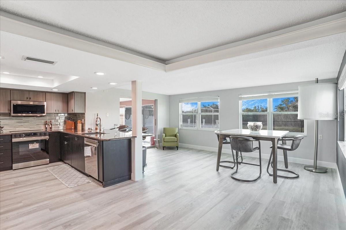 dining area overlooking back yard and conservation