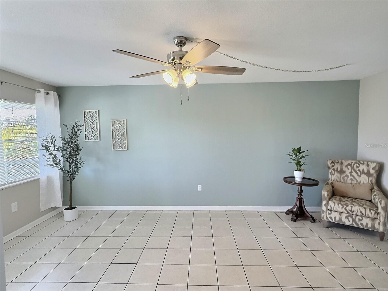 Serene accent wall in Living/Dining room.