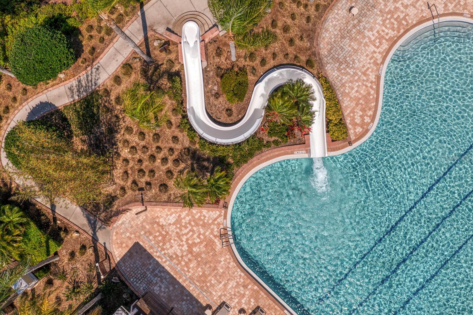 Enjoy the water slide at the community pool