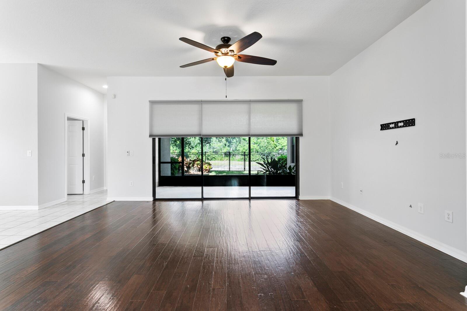 The formal dining room is adjacent to the large family room