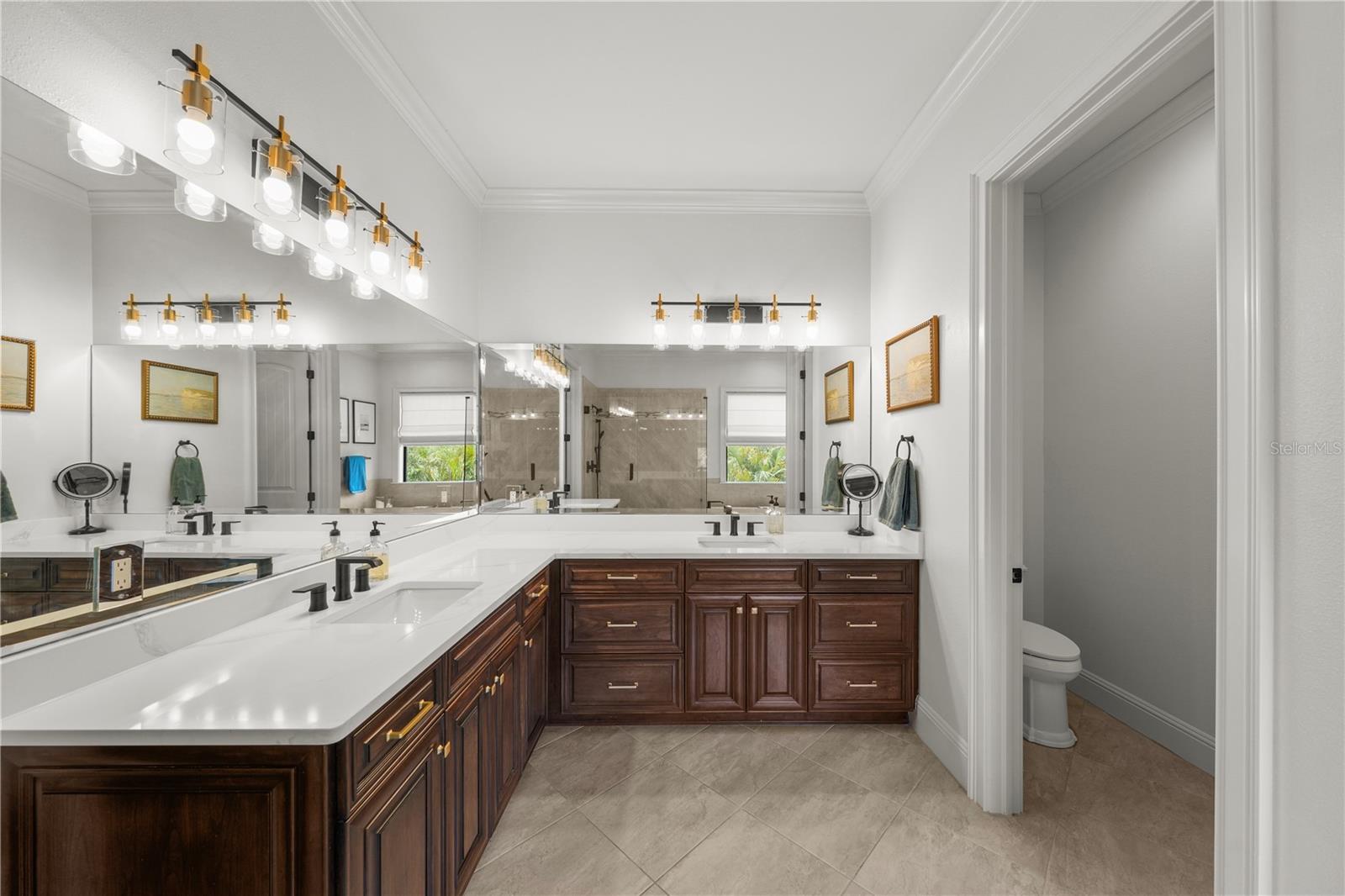 spacious dual vanities, plus a HUGE walk in closet