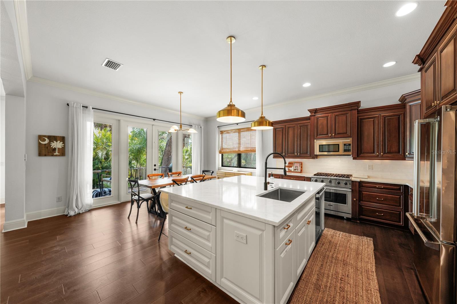 Island features great storage and seating