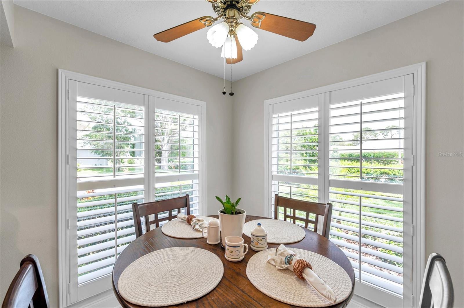 Breakfast nook overlooks back yard