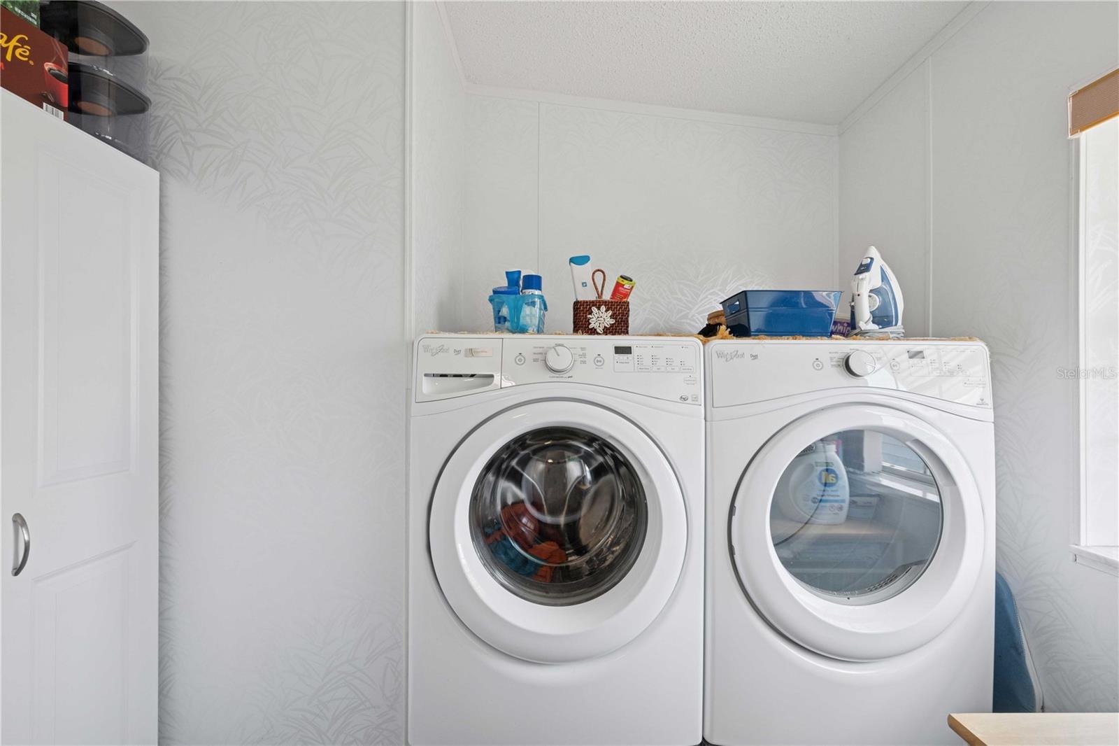 Inside laundry area.