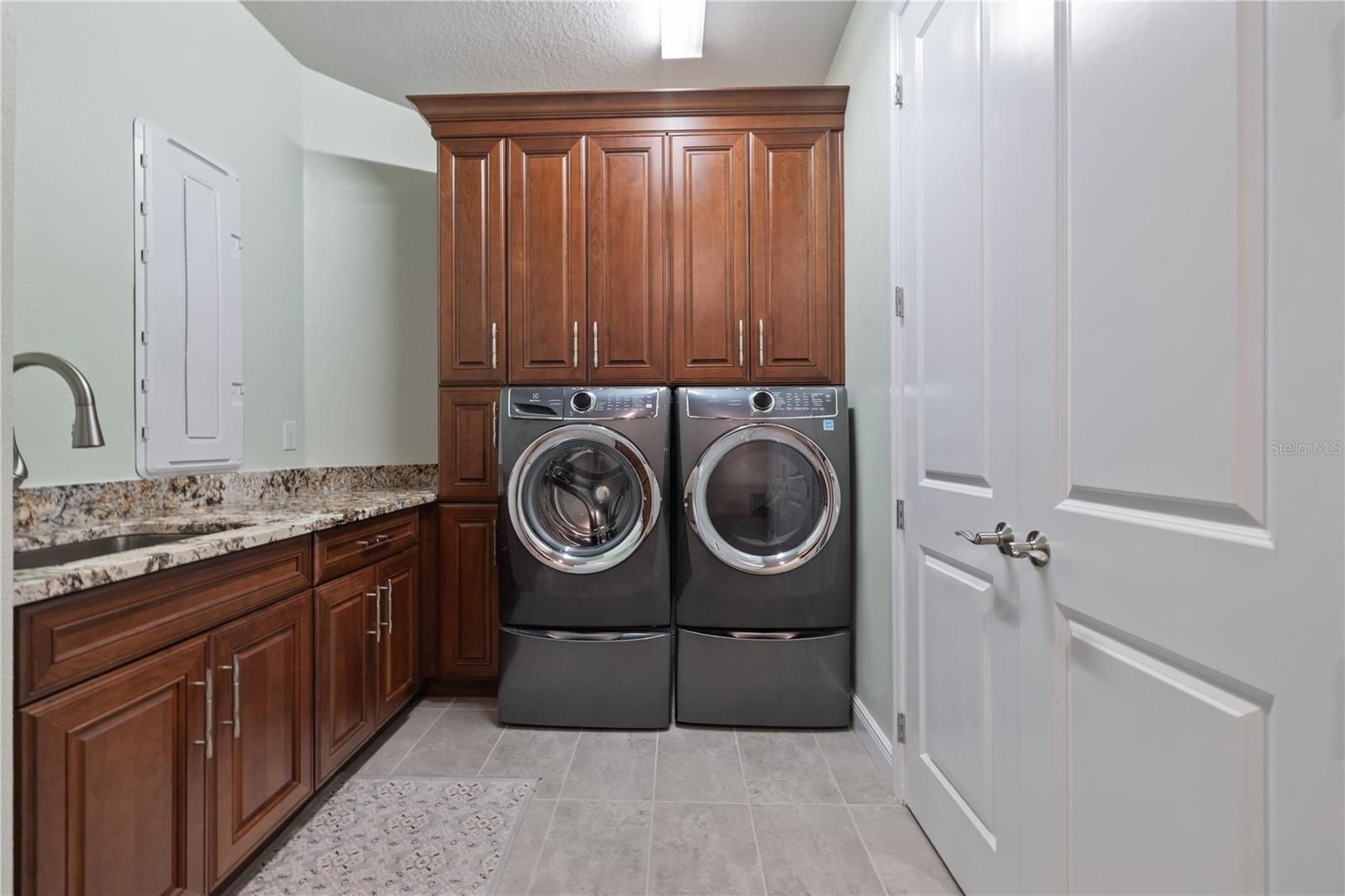 Laundry Room Solid Wood Cabinets and Granite Top Utility Sink Counter