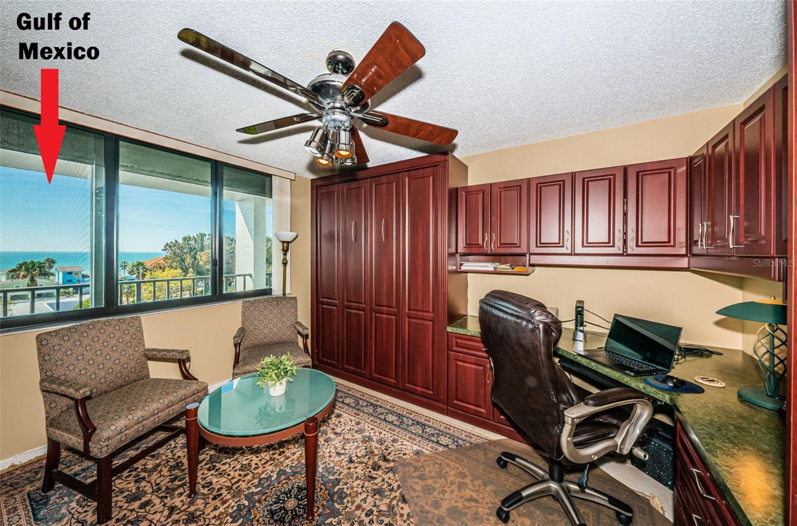 2nd bedroom/office with Gulf views! Impact windows & hurricane shutters.