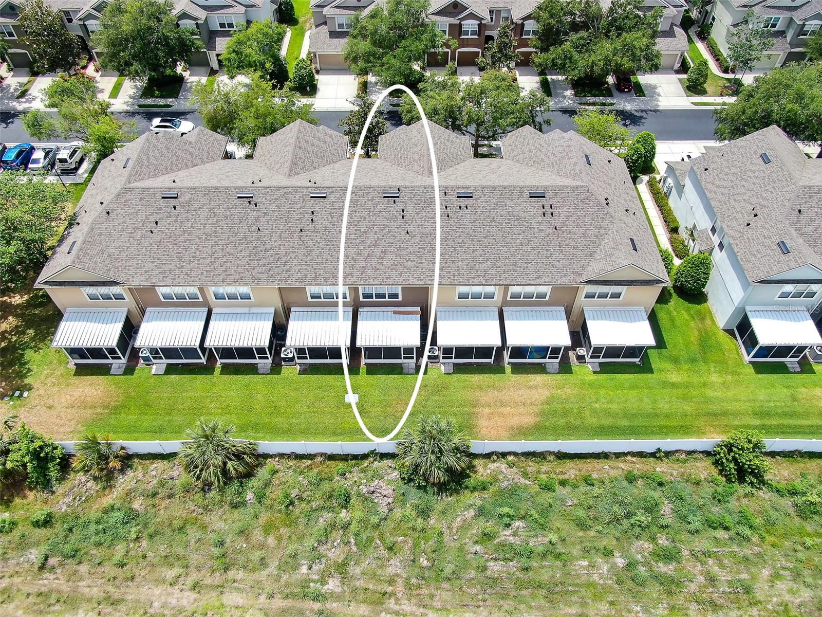 The monthly fees for this townhome include water, sewer, basic cable, internet, exterior maintenance, pest control, and access to two community pools.