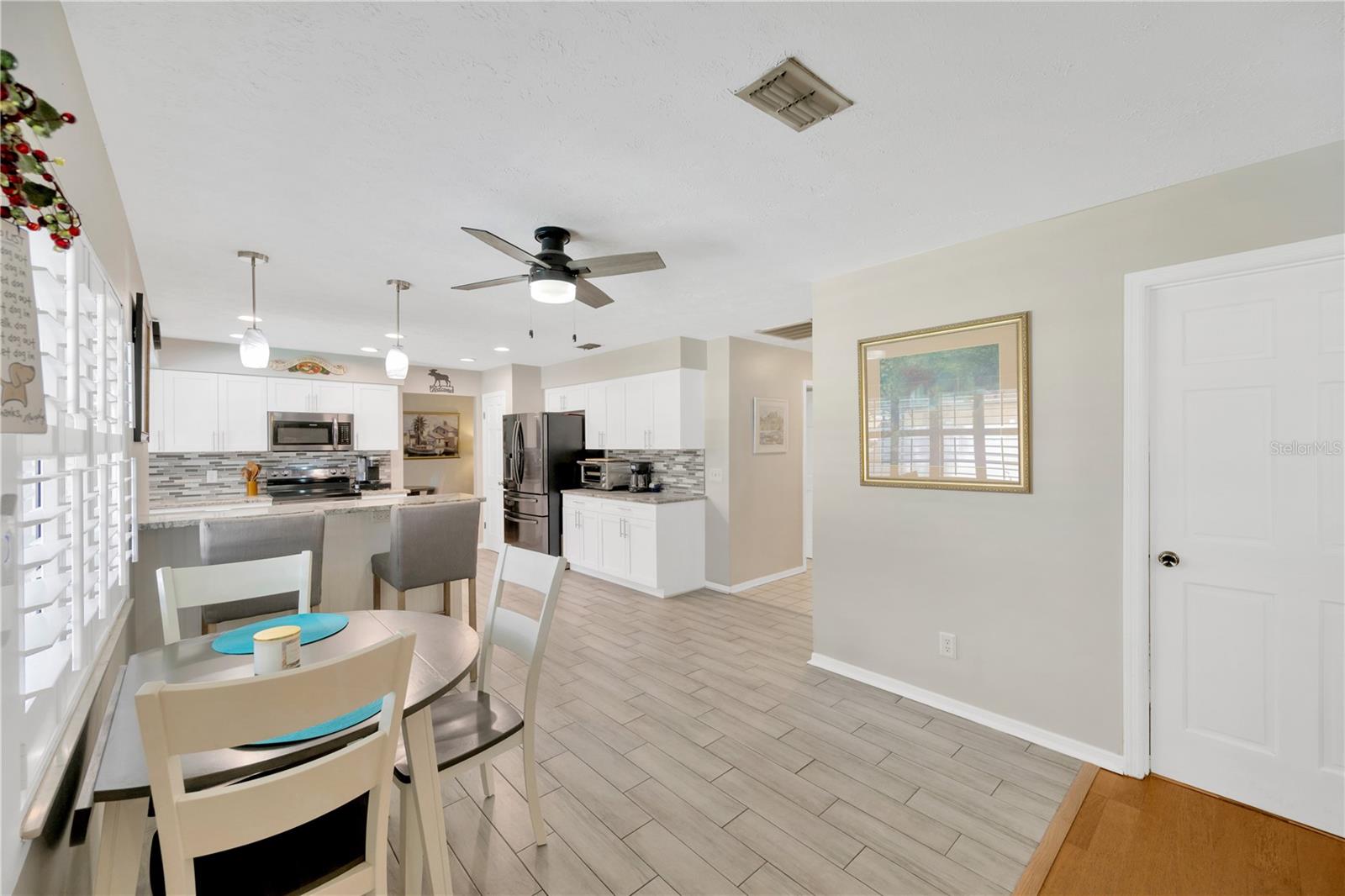 View of kitchen from family room.