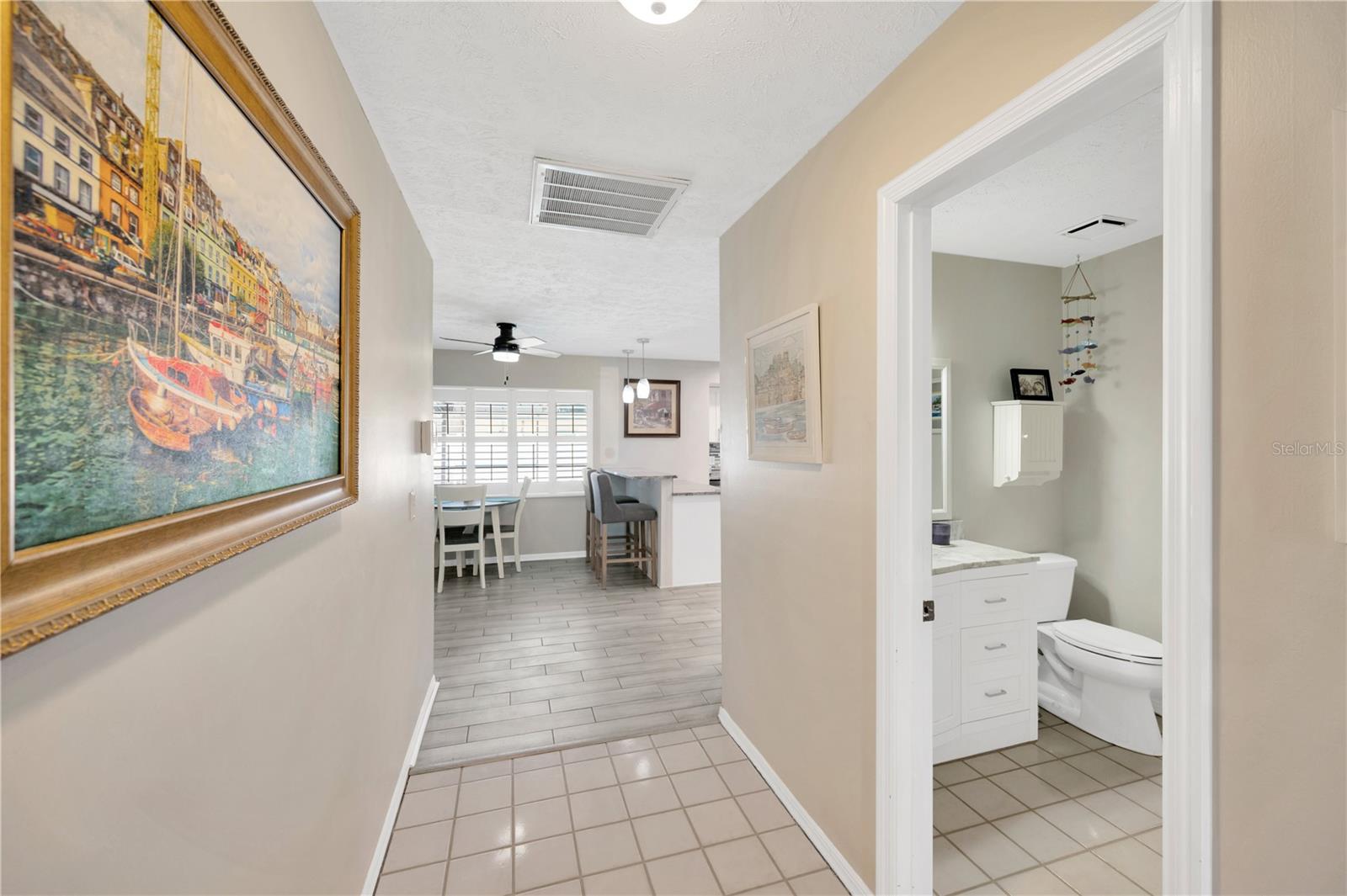 There is a half bathroom off the front entryway.