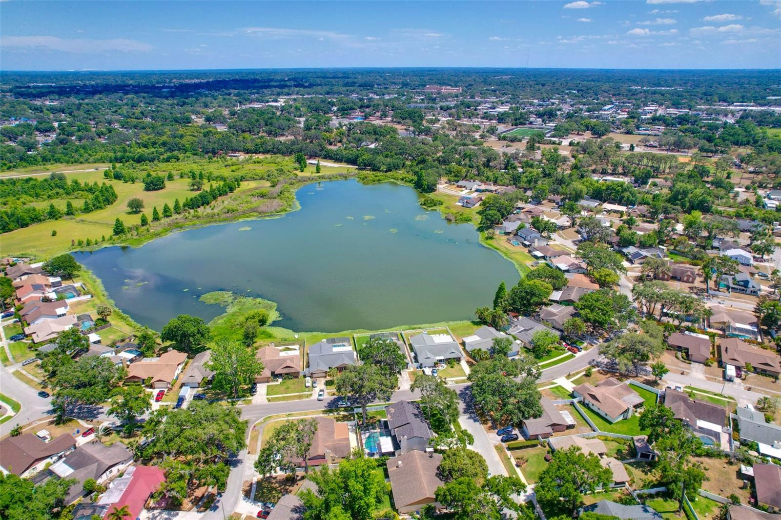 There is a walking trail to Mead Lake from the Timber Pond neighborhood.