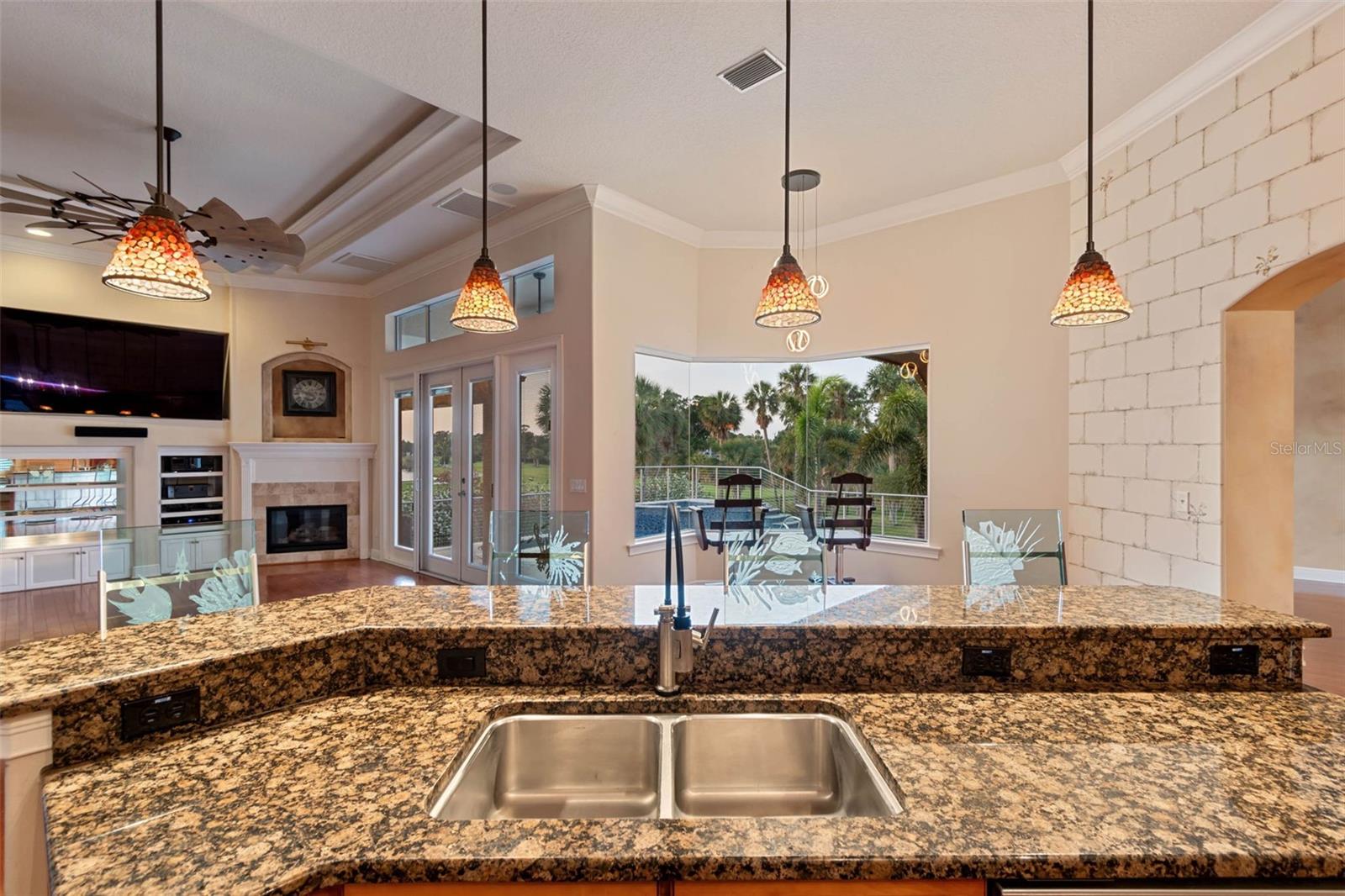 Views abound from everywhere in the kitchen and family room.