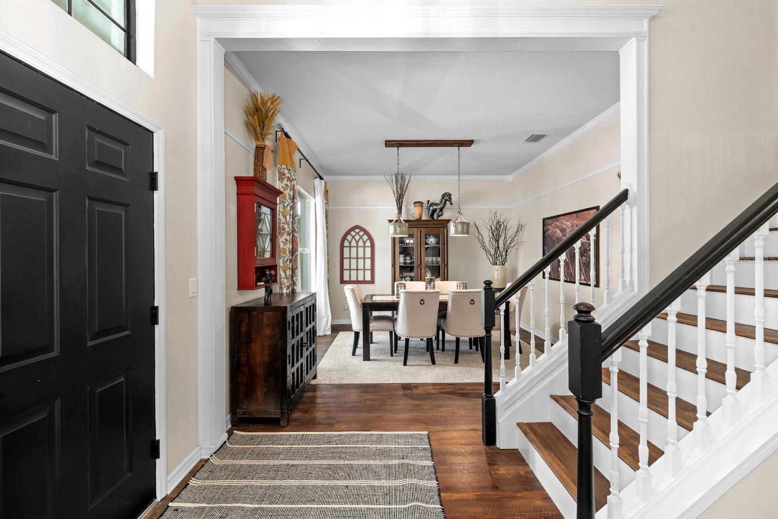 The luxury vinyl plank covers most of the home, even the stairs.
