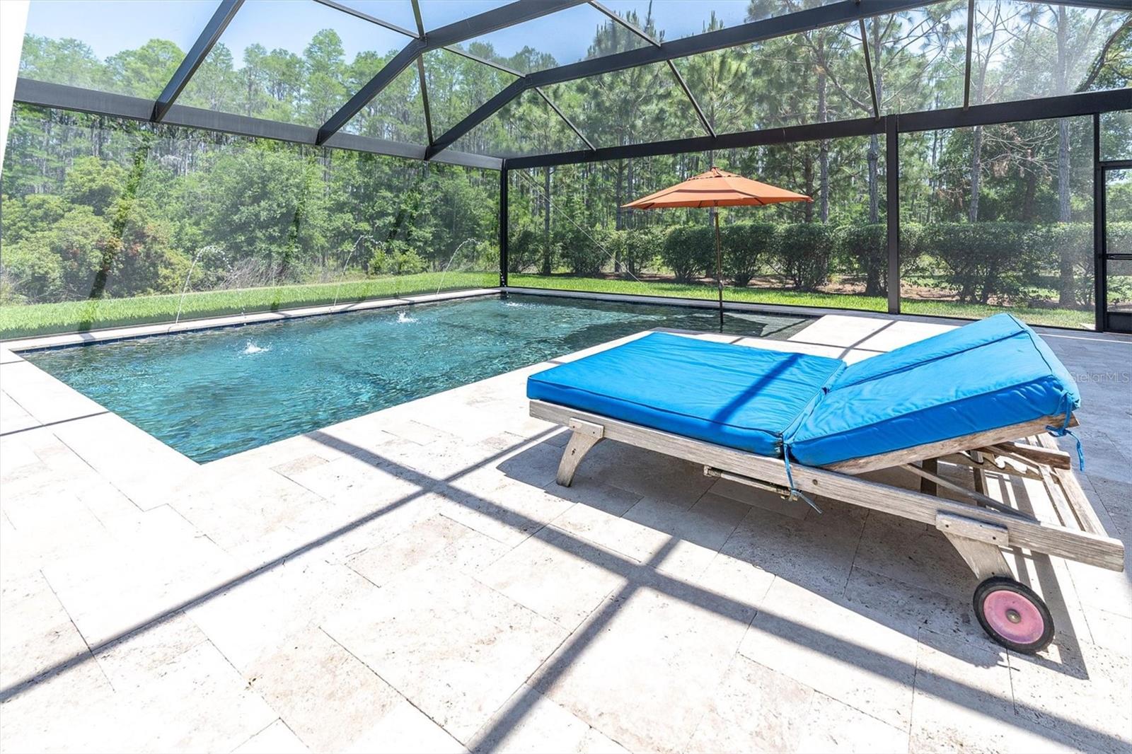 HEATED SALTWATER POOL WITH FOUNTAIN WATER FEATURE