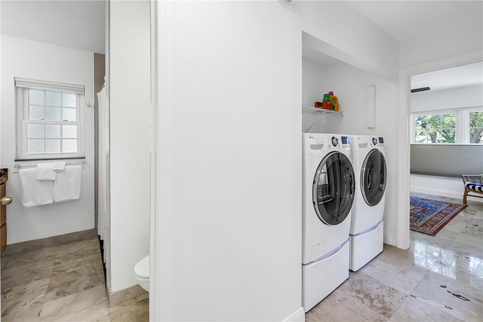 Indoor laundry for high capacity washer and dryer