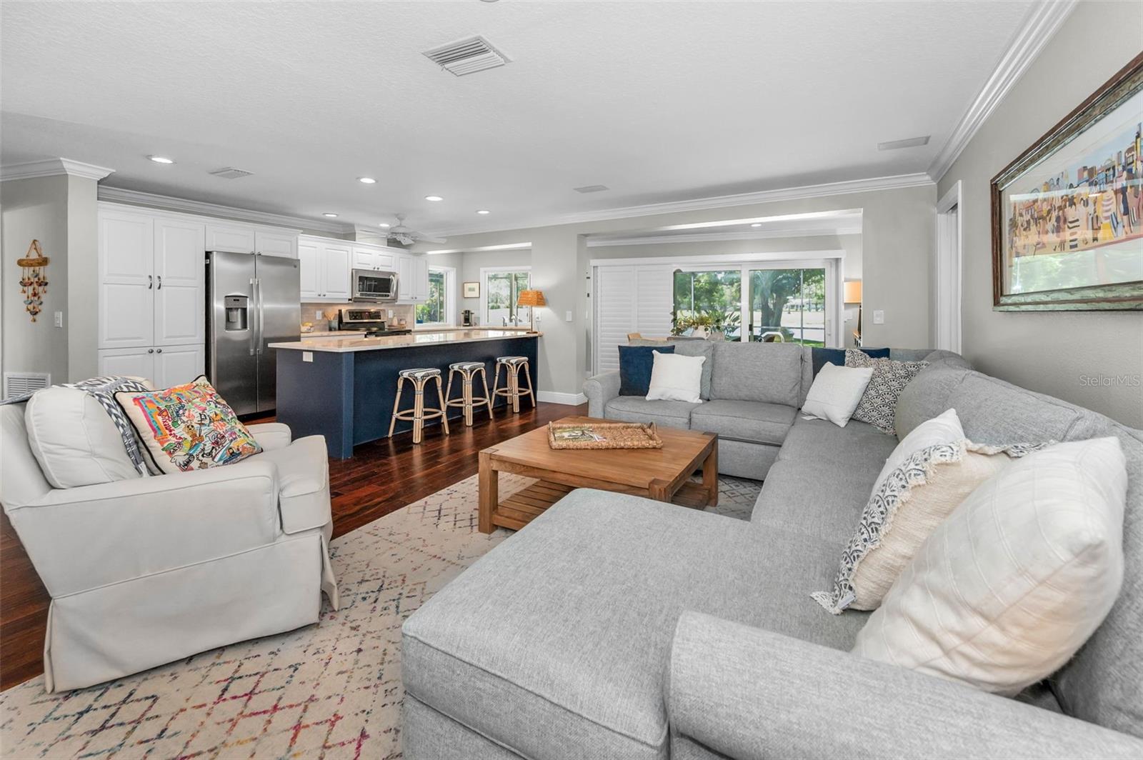 Family room with Sonos sound system