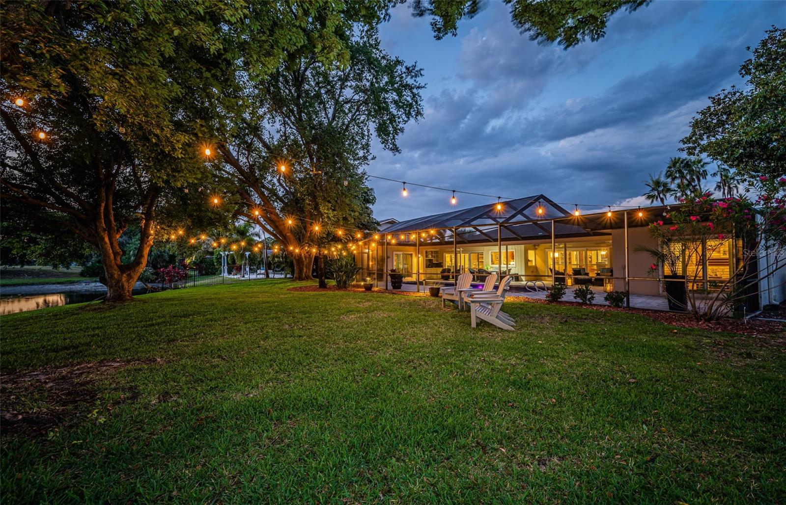 Magnificent trees add to the beauty of the backyard