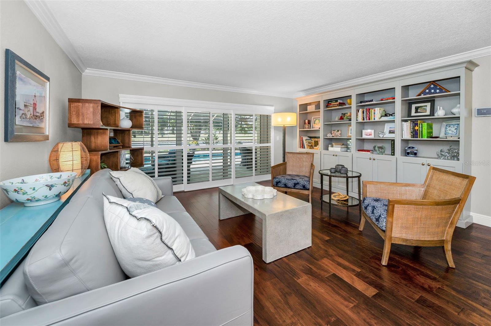 Formal living room with sliding doors to lanai
