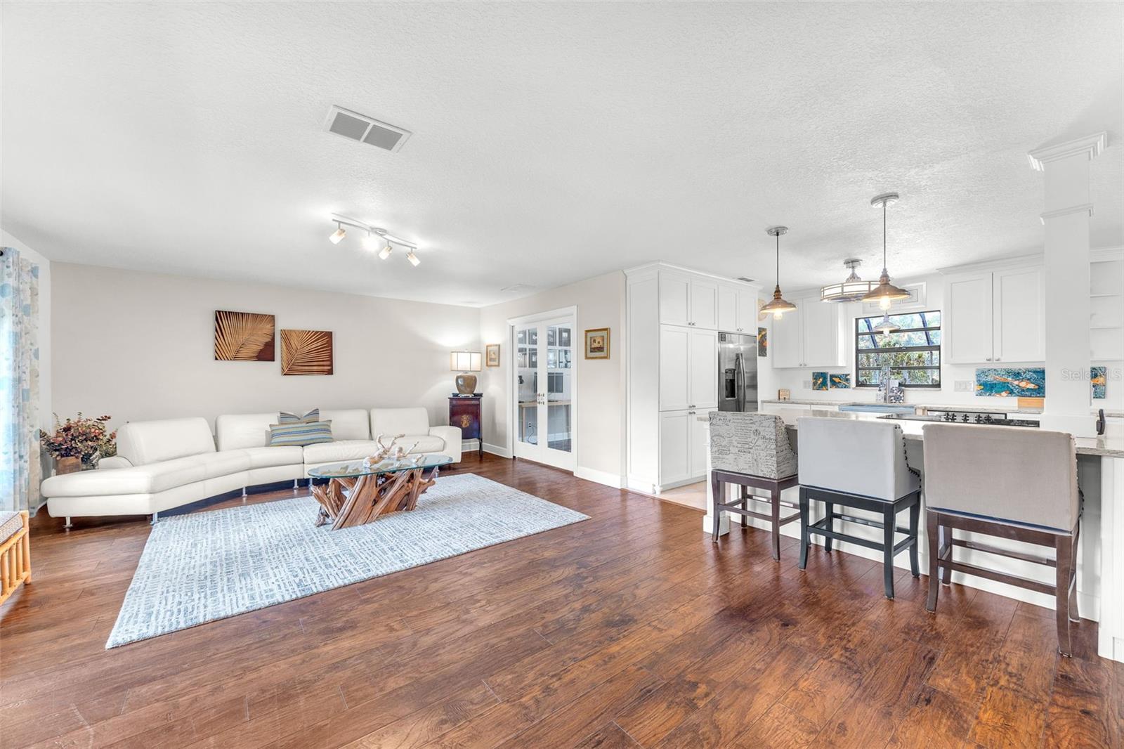 Open plan living room and kitchen